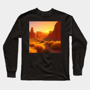 Sunset over a desert scene Long Sleeve T-Shirt